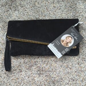 Heidi Klum Elegant Black Suede Clutch